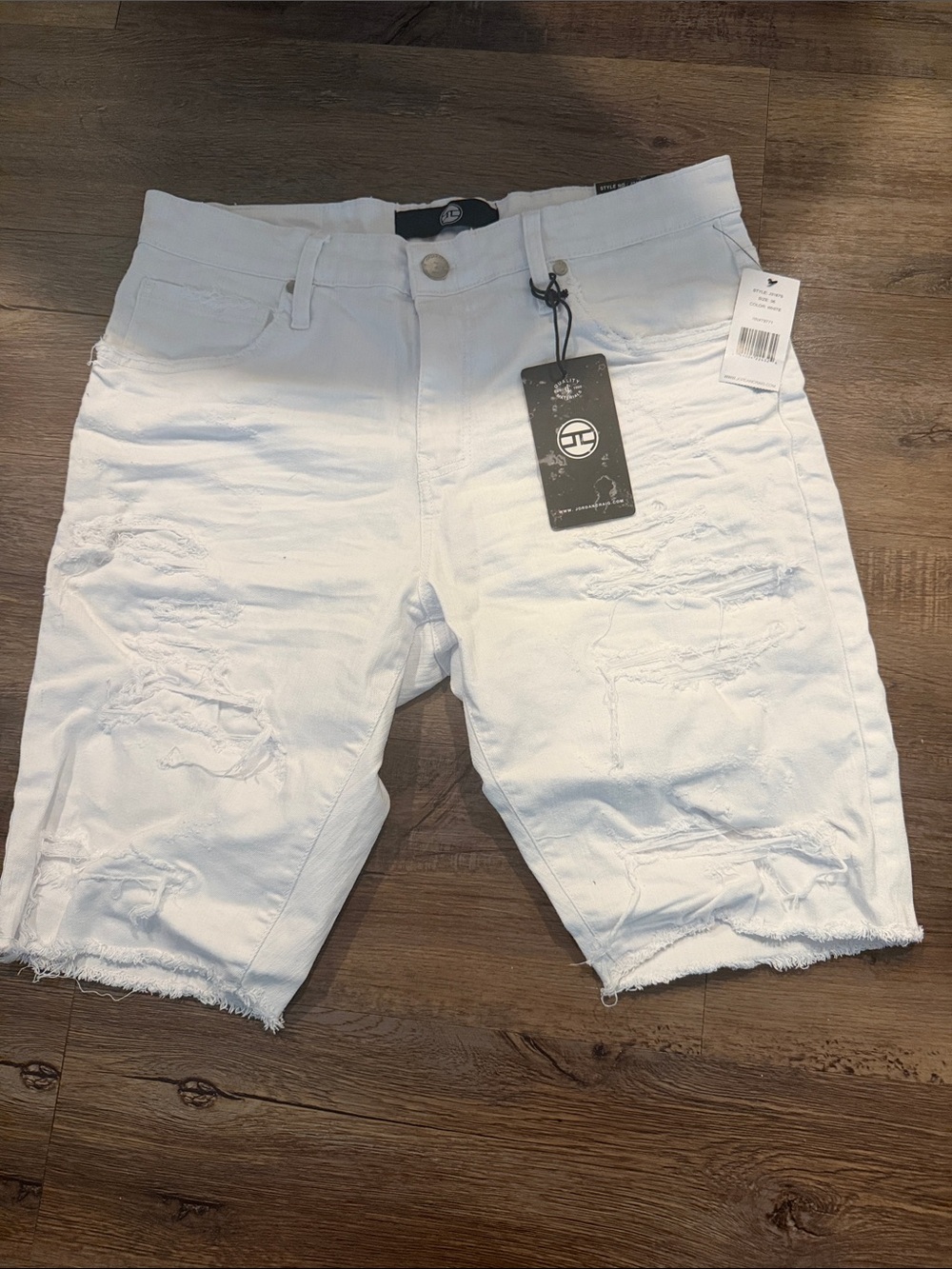 Jordan Craig White Distressed Denim Shorts